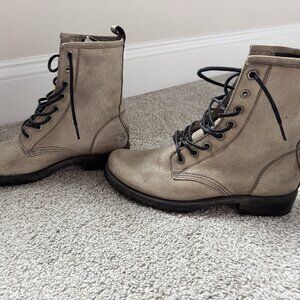 Frye Women's Taupe Combat Boots with Black Accents